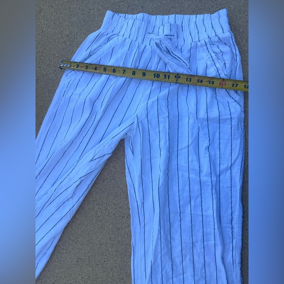Sienna Sky White Pants with Black Stripes Bohemian Tie Front Size Medium - Picture 8 of 9